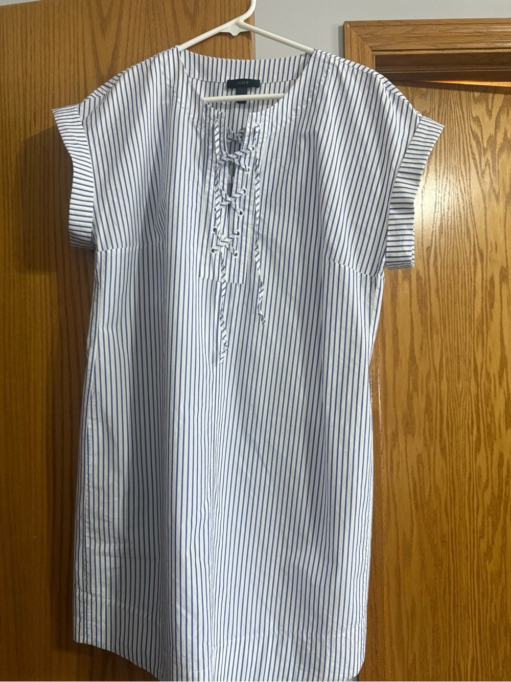 J. Crew Navy and White Vertical Stripe Shirt